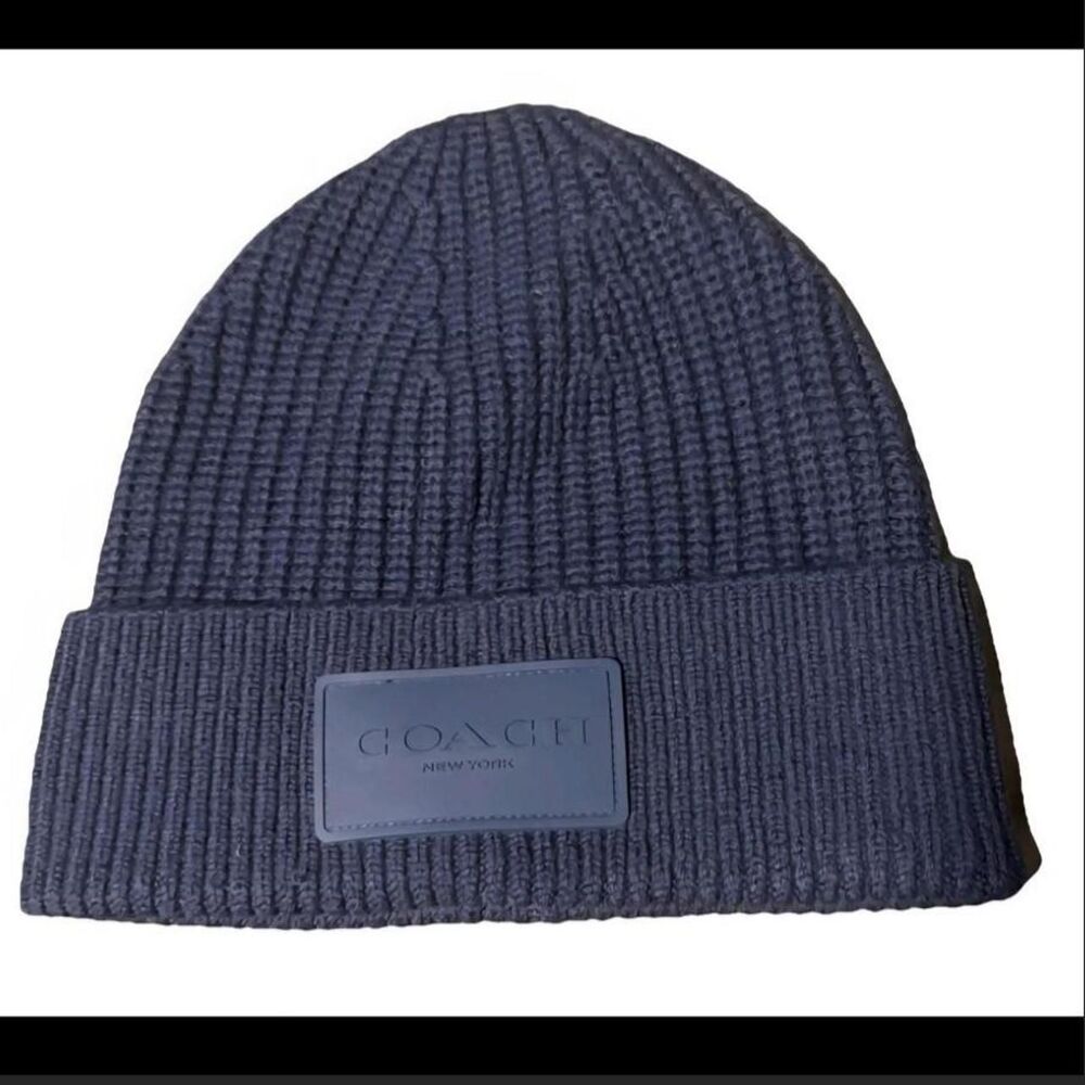 Coach Tonal Navy Beanie